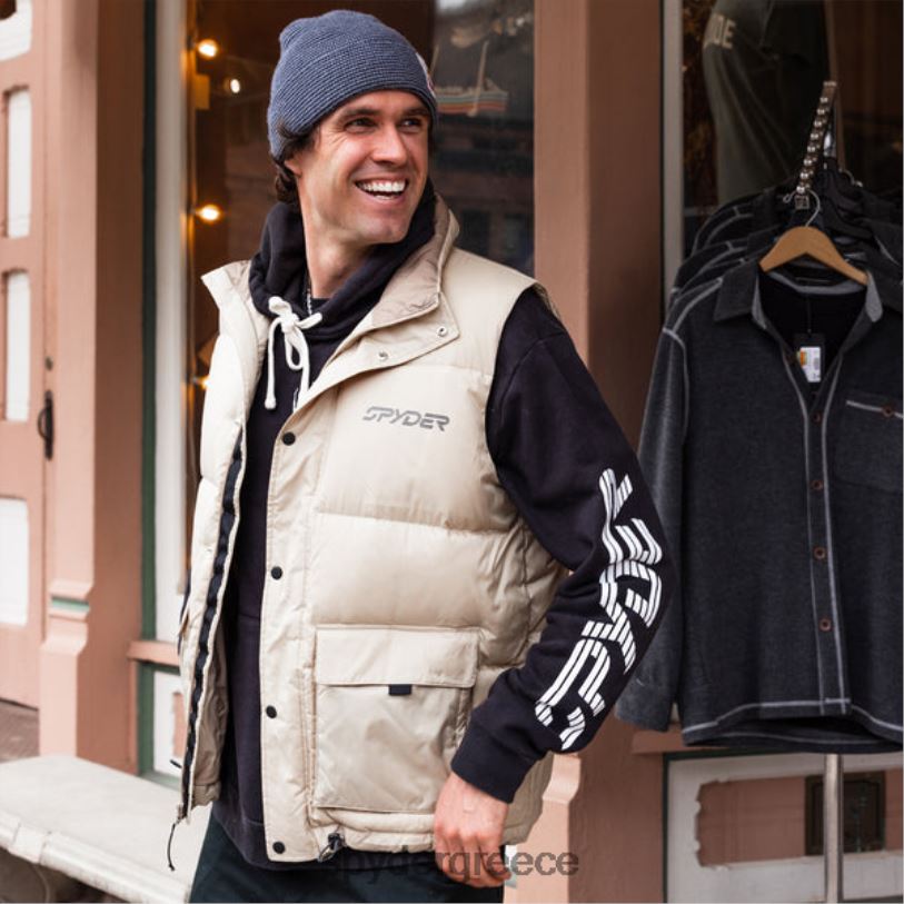 Spyder άνδρες γιλέκο κρέμου σαφάρι ενδύματα A8X8H221